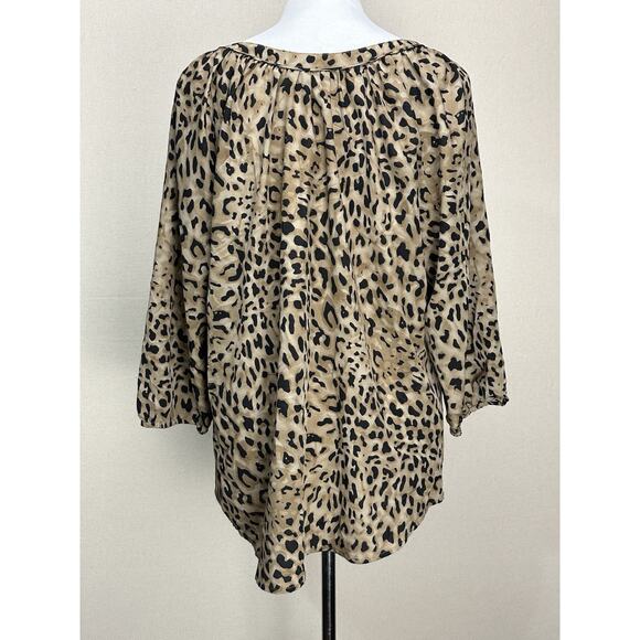 Loft Womens Animal Print Blouse V-Neck Size XL Blouse Tunic Top - Picture 4 of 11